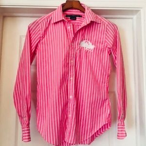 Ralph Lauren Sport. Pink and white stripped oxford